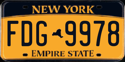 NY license plate FDG9978