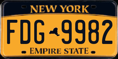 NY license plate FDG9982
