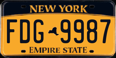 NY license plate FDG9987