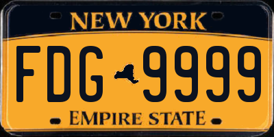 NY license plate FDG9999