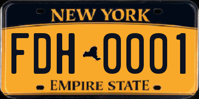 NY license plate FDH0001