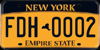 NY license plate FDH0002