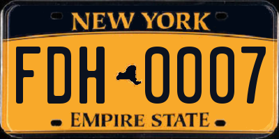 NY license plate FDH0007