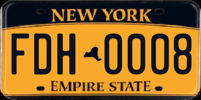 NY license plate FDH0008