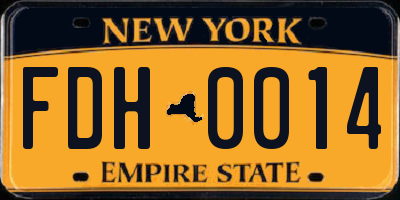 NY license plate FDH0014