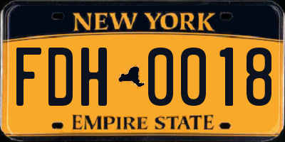NY license plate FDH0018