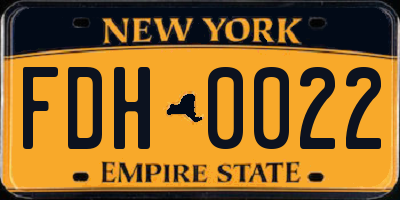 NY license plate FDH0022