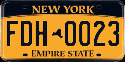 NY license plate FDH0023