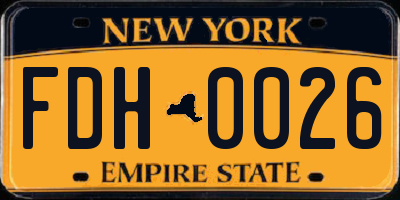 NY license plate FDH0026