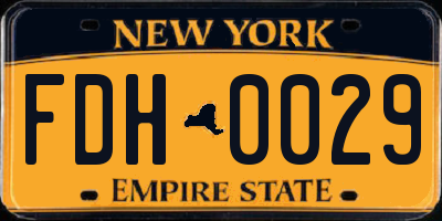 NY license plate FDH0029