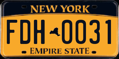 NY license plate FDH0031