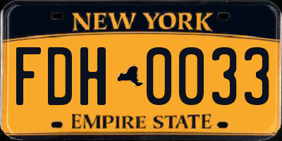 NY license plate FDH0033
