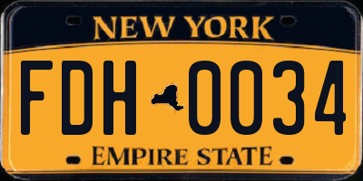 NY license plate FDH0034