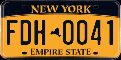 NY license plate FDH0041