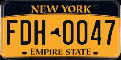 NY license plate FDH0047