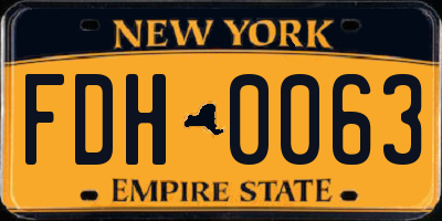 NY license plate FDH0063