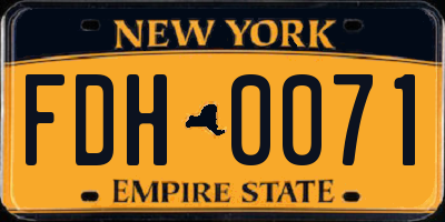 NY license plate FDH0071