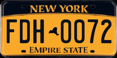 NY license plate FDH0072