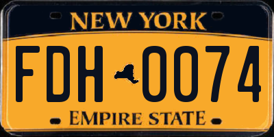 NY license plate FDH0074