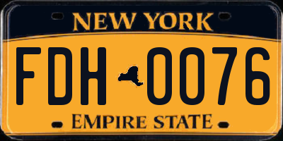 NY license plate FDH0076