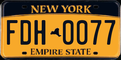 NY license plate FDH0077