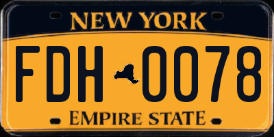 NY license plate FDH0078