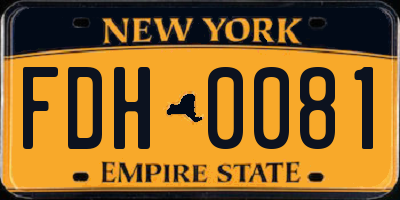NY license plate FDH0081
