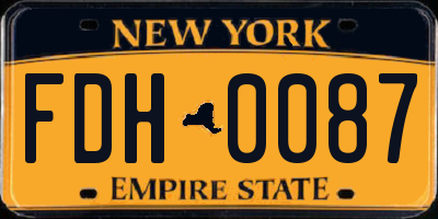 NY license plate FDH0087