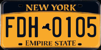 NY license plate FDH0105
