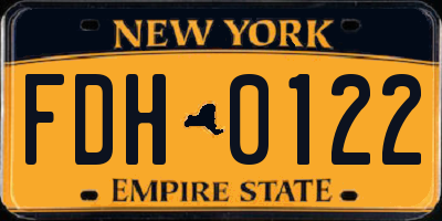 NY license plate FDH0122