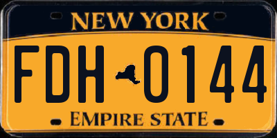 NY license plate FDH0144