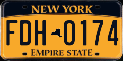 NY license plate FDH0174