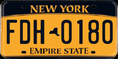 NY license plate FDH0180