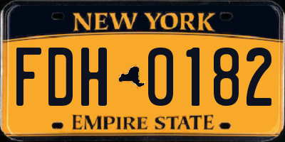 NY license plate FDH0182