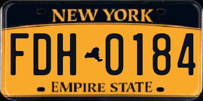 NY license plate FDH0184