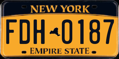 NY license plate FDH0187