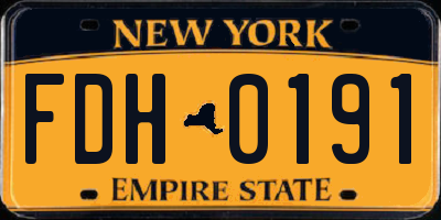 NY license plate FDH0191