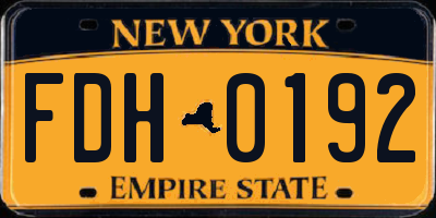 NY license plate FDH0192