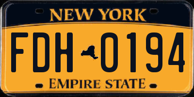 NY license plate FDH0194