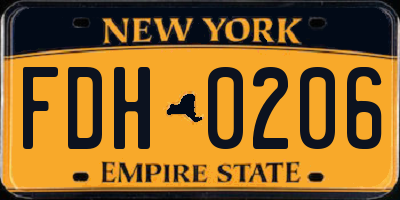 NY license plate FDH0206