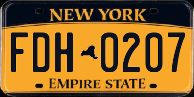 NY license plate FDH0207