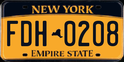 NY license plate FDH0208