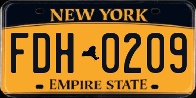 NY license plate FDH0209