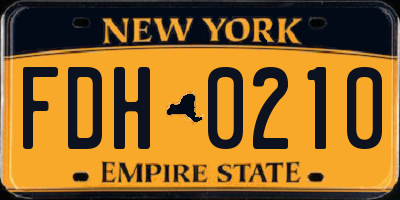 NY license plate FDH0210