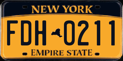 NY license plate FDH0211