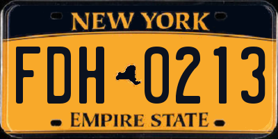 NY license plate FDH0213