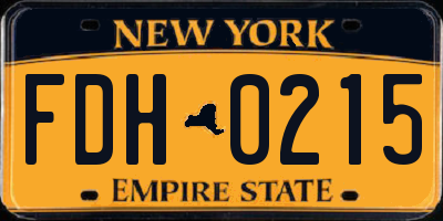 NY license plate FDH0215