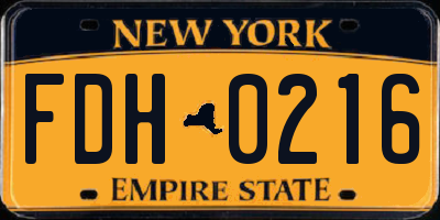 NY license plate FDH0216