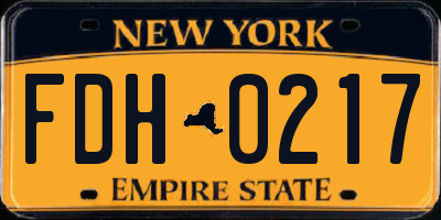 NY license plate FDH0217