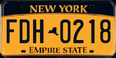 NY license plate FDH0218